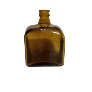 Glass Bottle Bubbles Brown Amber Glass Square Bottle Apothecary Glass Vessel